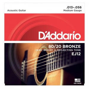 D'Addario EJ12 80/20 Bronze Acoustic Guitar Strings, .013-.056