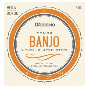 D'Addario EJ63 Nickel, 9-30 Med, Tenor Banjo Strings, Loop End