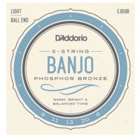 D'Addario EJ69B, Phos Bronze, (Light) 5 String Banjo Set, Ball End