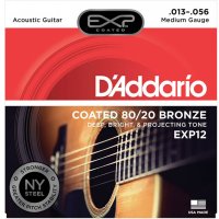D'Addario EXP12  Bronze Acoustic Guitar Strings ,80/20 , medium .013-.056