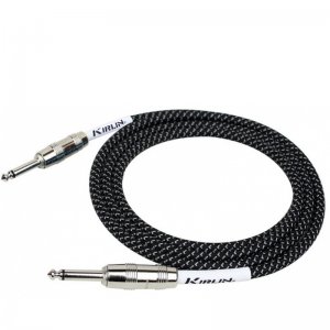 Kirlin IWC201PNBK 10ft  Bk Fabric straight 6.3mm Jack Instrument Cable 