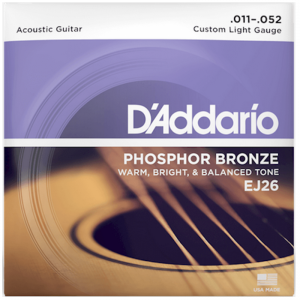 D'Addario EJ26 Phosphor Bronze Custom Light Acoustic Guitar Strings 11-52