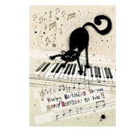 H014 Cat Keyboard Birthday Card
