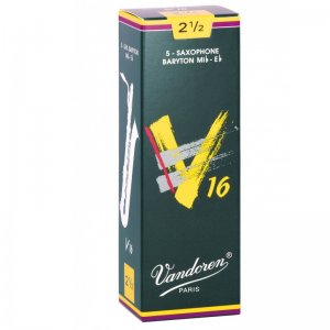 Vandoren V16 Baritone Sax Reeds, (Box 5) Strength 2.5