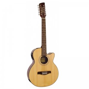 Brunswick BTK5012NA, 12 String Acoustic EC Cutaway Guitar, Natural 