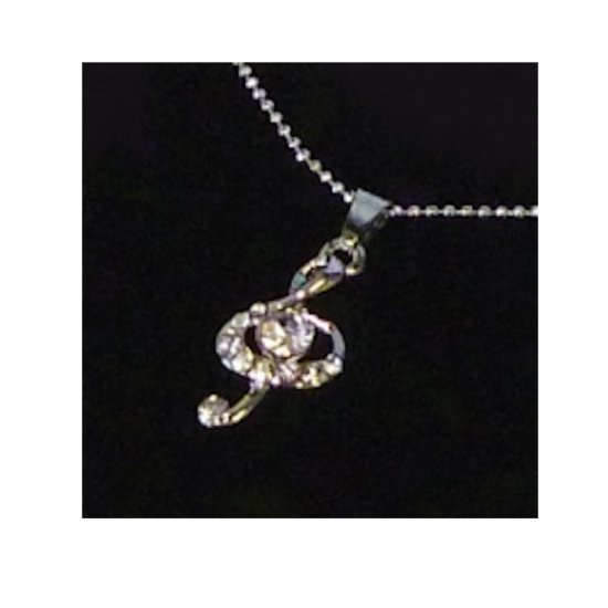 Necklace Treble Cleff Design With Crystals