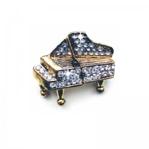 Brooch Grand Piano Design with Crystals