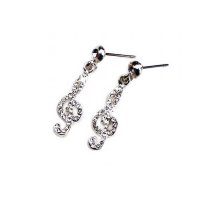 Earrings Treble Cleff Design with Crystals