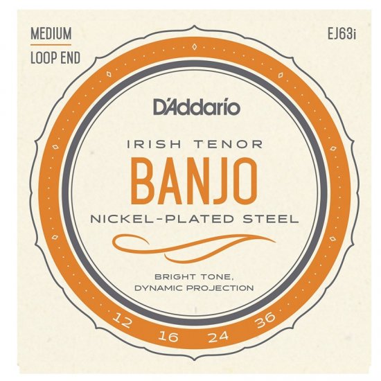 D'Addario EJ63i Nickel Plated, Medium 12-36, Irish Tenor Banjo Strings