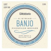 D'Addario EJ69 Phos Bronze, (Light) 5 String Banjo Set Loop End