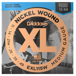 D'Addario EXL115W Nickel Electric Guitar Strings, Medium With Wound Third, 0.011 - 0.049