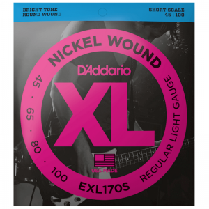 D'Addario EXL170S Reg Light 45-100 Round Wound, Short Scale 4 String Bass Set