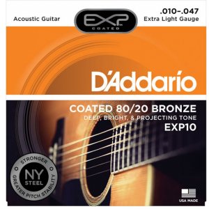 D'Addario EXP10 Acoustic Guitar Strings 80/20, extra light .010-.047