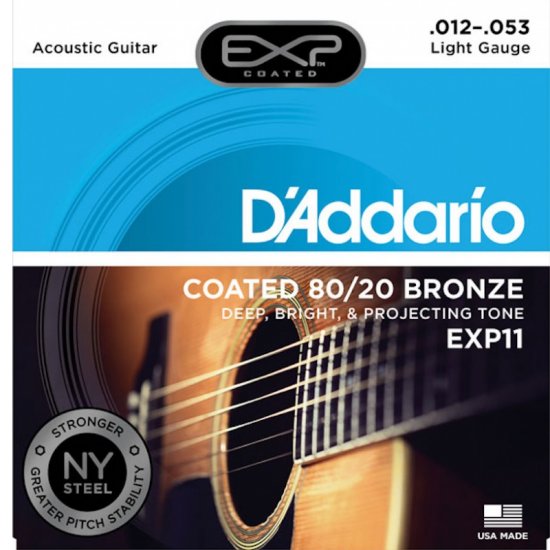 D'Addario EXP11 Bronze Acoustic Guitar Strings, light .012-.053
